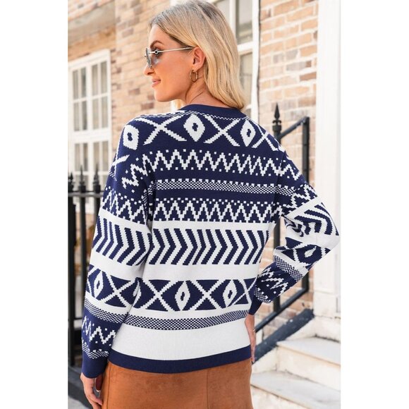Women's Knit Crewneck Sweater Large Fall Casual Chic Cozy Pullover - Picture 4 of 5